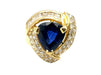 Bague 52 Bague Vintage or jaune 18K, saphir et diamants 58 Facettes