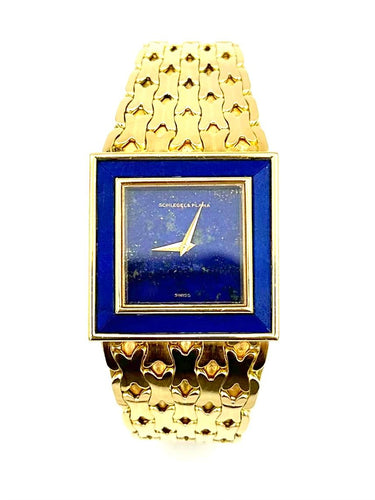 SCHLEGEL & PLANA / GAY Frères - Importante montre vintage or jaune et lapis