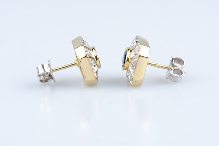 Boucles d'oreilles Boucles d’oreilles saphirs et diamants en or jaune 18k, 0,68 ct 58 Facettes BOSADOC583-107