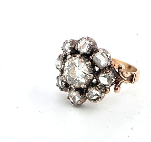 Bague 54 Bague victorienne ancienne sertie de diamants de 2,60 carats provenant de vieilles mines 58 Facettes