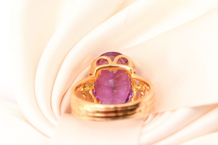 Bague Bague or jaune motif corde sertie d’une améthyste 58 Facettes 250317