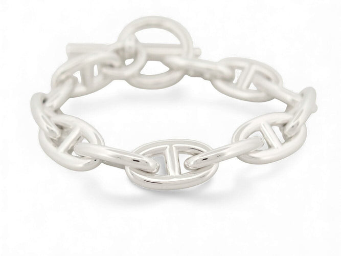 Bracelet bracelet HERMES chaine d'ancre gm h101672b 12 maillons argent 70gr 58 Facettes 271653