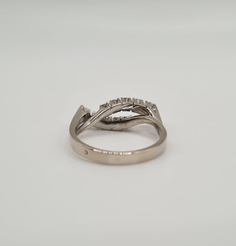 Bague 55.5 Bague or blanc sertie de diamants naturels 58 Facettes