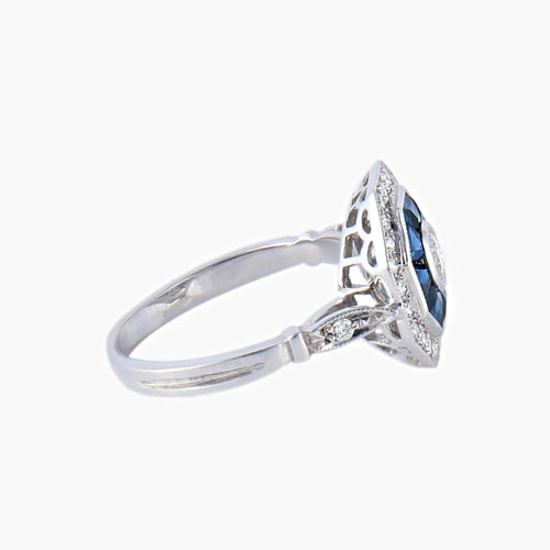 Bague style Art Déco Saphirs Diamants