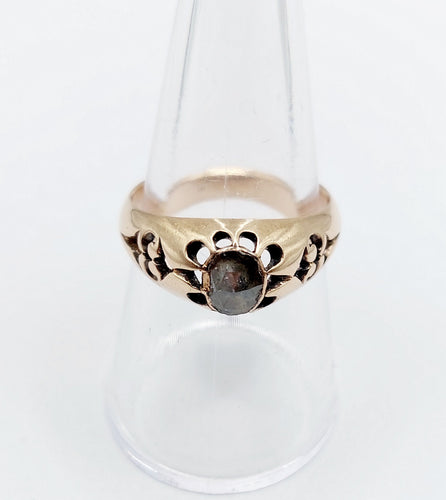 Bague 56.5 Bague jonc bombé antique en or 14k et diamant taille rose 58 Facettes A06623