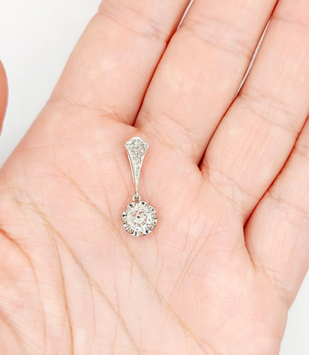 Pendentif Pendentif art deco or blanc 18k diamant 0,80 carats (circa 1920) 58 Facettes A06128