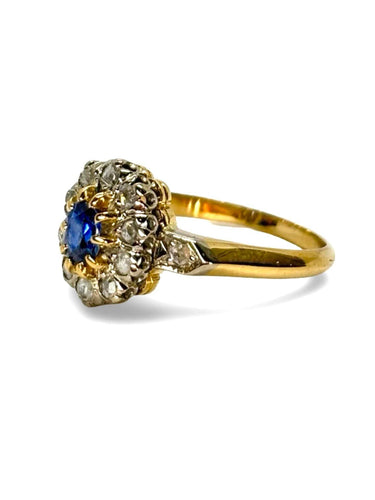 Bague or jaune saphir 0,5 ct et diamants 0,5 ct