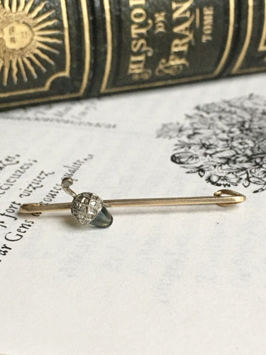 Broche Broche victorienne en or jaune 18k et platine, saphir cabochon et diamants 58 Facettes