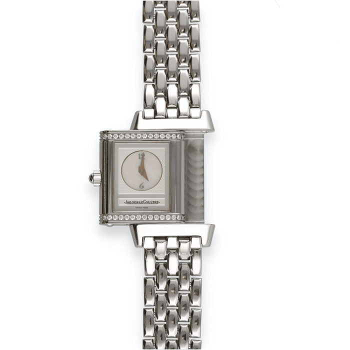 Montre Montre Jaeger LeCoultre "Reverso" Lady Acier Duetto diamants de 2008. Ref : 266.8.44. Boite et Papiers d'origine. 58 Facettes