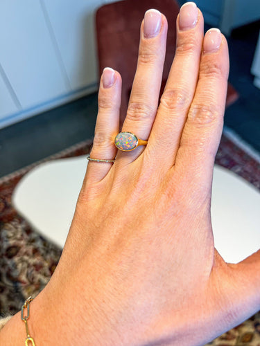 Bague 53 Bague vintage en or jaune et opale australienne 58 Facettes