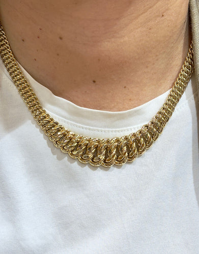 Collier maille américaine en chute or jaune 18 carats
