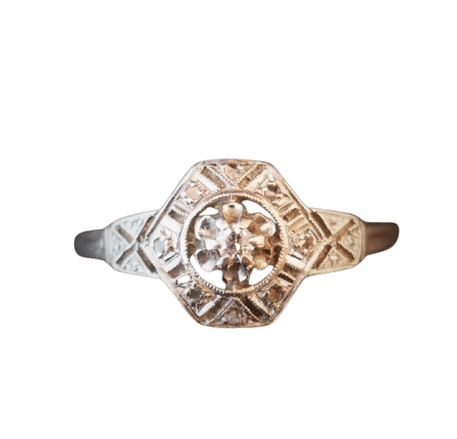 Bague 57 Bague Art Déco Diamants Platine Et Or Blanc 58 Facettes