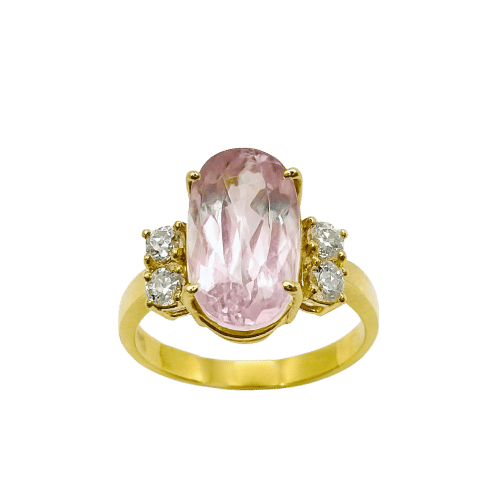 Bague 55 Bague en or jaune avec diamants et kunzite 58 Facettes 50337