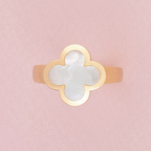 Bague 59 Van Cleef & Arpels - Bague Pure Alhambra en or jaune 18k et nacre blanche 58 Facettes