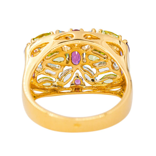 Bague 54 Bague Cocktail Or jaune Grenat, Aigue-marine, Péridot 58 Facettes 4578558RV