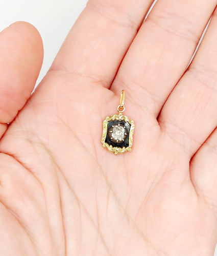 Pendentif Pendentif victorien or 18k et argent diamant table 5mm (circa 1850) 58 Facettes A06304