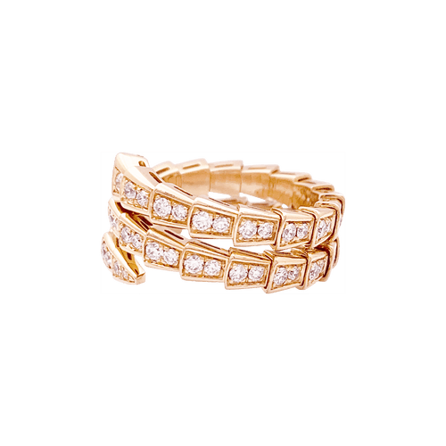 Bague 55 Bague Bulgari, "Serpenti Viper", or rose, diamants. 58 Facettes 34524