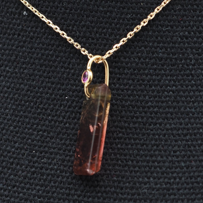 Pendentif Pendentif or jaune tourmaline melon d'eau saphir rose 58 Facettes