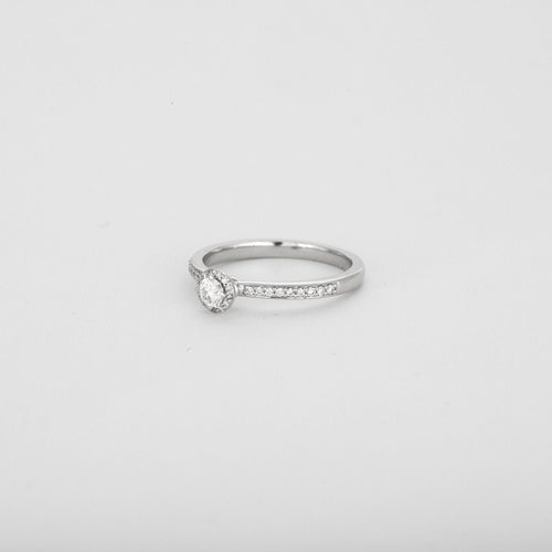 Bague 54 Solitaire or blanc avec diamants 58 Facettes 3121181