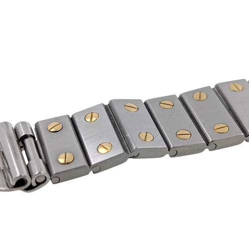 Montre Cartier Santos Round Octagon Date 2966 Large Octogonale Gold Stainless Steel 58 Facettes