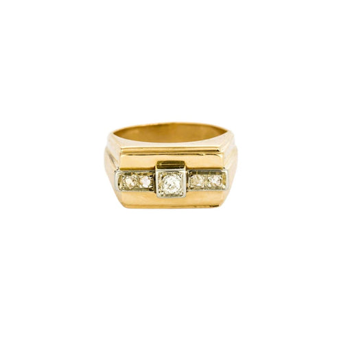 Bague 51 Bague Tank diamants or jaune et platine 58 Facettes