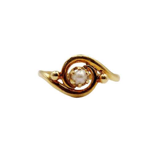 Bague 41 MINI bague antique or perle et monture tourbillon (circa 1900) 58 Facettes A06300