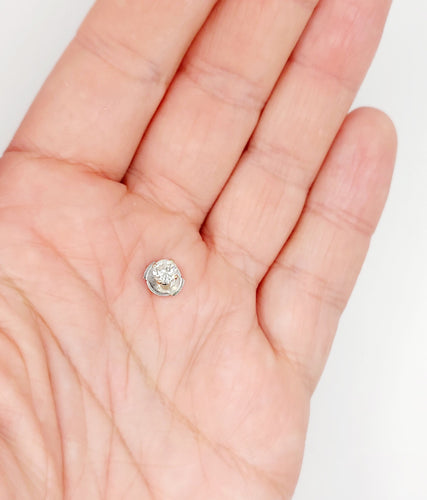 Puce d'oreille SEULE vintage or blanc et diamant de 0.38 carat 58 Facettes A06242