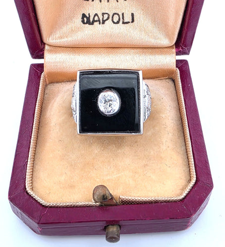 Bague 55 Bague en platine avec diamant central taille ancienne et diamants latéraux 58 Facettes