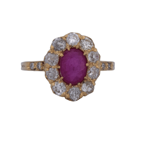 Bague 52 Bague victorienne en or jaune 18 carats avec rubis et diamants 58 Facettes AN558