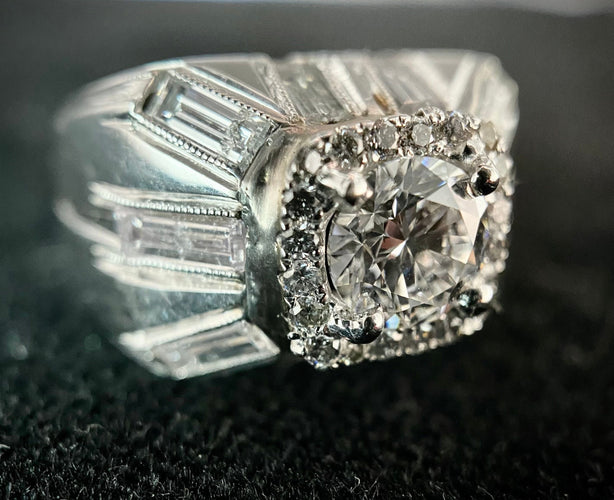 Bague 45.5 Bague en platine sertie d'un diamant de 0,83 carat (VVS-E/F) 58 Facettes