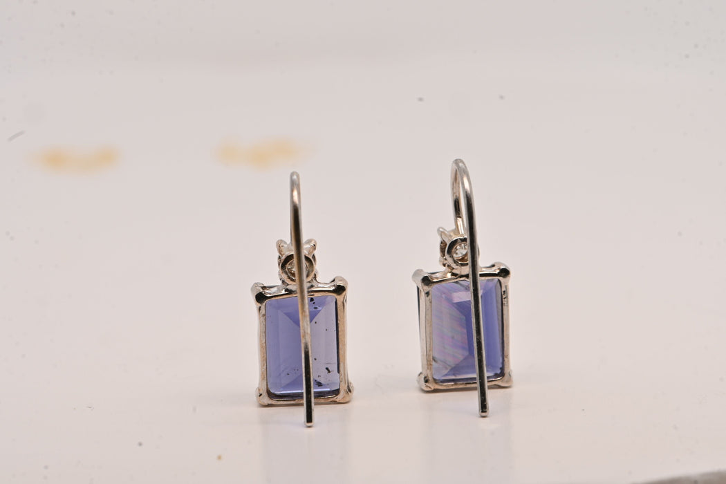 Boucles d'oreilles Earrings Iolite Diamonds 0,12 Carats White Gold 18 Carats 58 Facettes