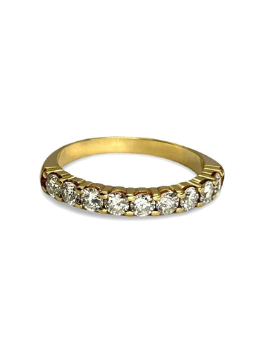 Bague 53 Demi-alliance or jaune et diamants 0,72 ct 58 Facettes 00066601