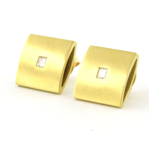 Boucles d'oreilles Boucles d'oreilles en or jaune serties de diamants taille princesse 58 Facettes