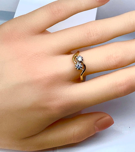 Bague toi et moi or jaune et blanc diamants