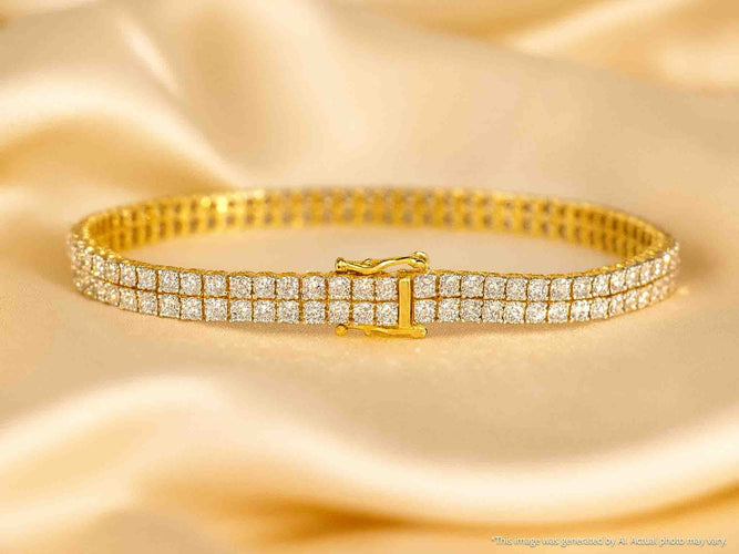 Bracelet Bracelet de tennis en or avec 2 rangées de diamants de 1,50 carat 58 Facettes 2148