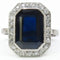 Bague Bague Octogonale Art Déco en Saphir et Diamants 58 Facettes