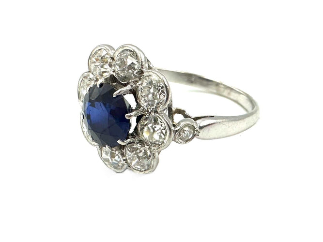 Bague 50 Bague Belle Époque platine, saphir et diamants 58 Facettes