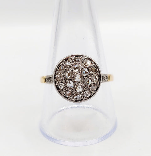 Bague 62.5 Bague cible or jaune, diamants taille rose (circa 1920) 58 Facettes A06337