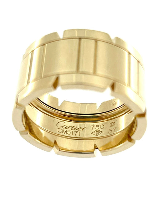 Bague 57 CARTIER - Bague TANK modèle large or jaune 58 Facettes