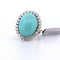 Bague 54 Bague vintage en or blanc 18 carats ornée d'une turquoise cabochon et de diamants 58 Facettes