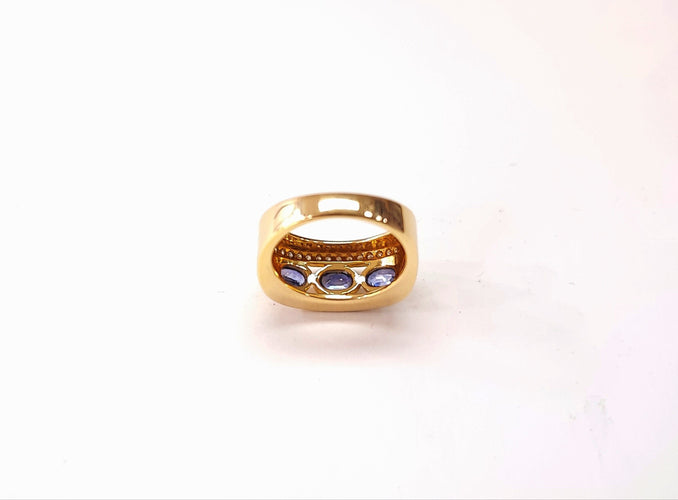 Bague 52 Bague or jaune, saphir et diamant 58 Facettes BAG.3SAPH-1508