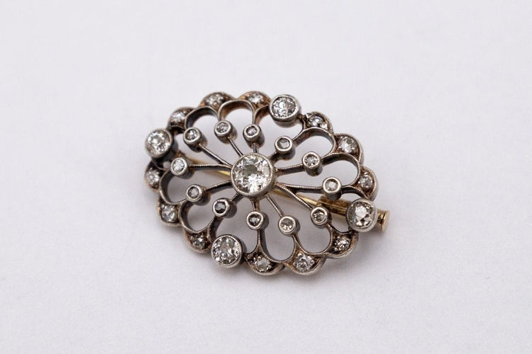 Art Nouveau brooch with 1.30ct diamonds, 1st half of the 20th century 58 Facettes 9500