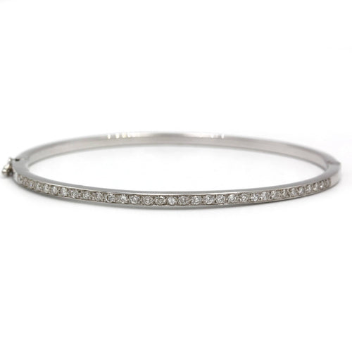 Bracelet Bracelet rigide en or blanc 750 et diamants environ 1 carat total 58 Facettes 1242