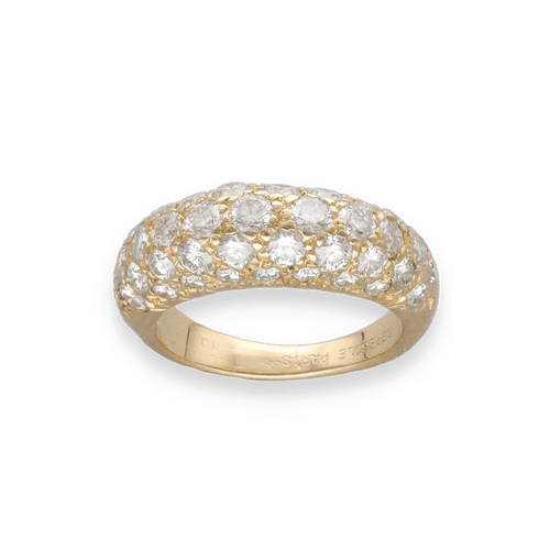 Bague 46 Bague jonc petit doigt en or jaune 18K avec 1,80 ct de diamants H-VS - Taille 46 58 Facettes FB10600