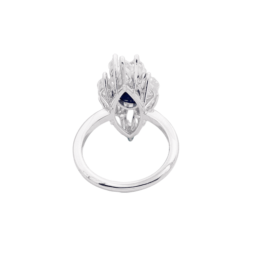 Bague 51.5 Bague navette or blanc, saphir et diamants 58 Facettes 34508