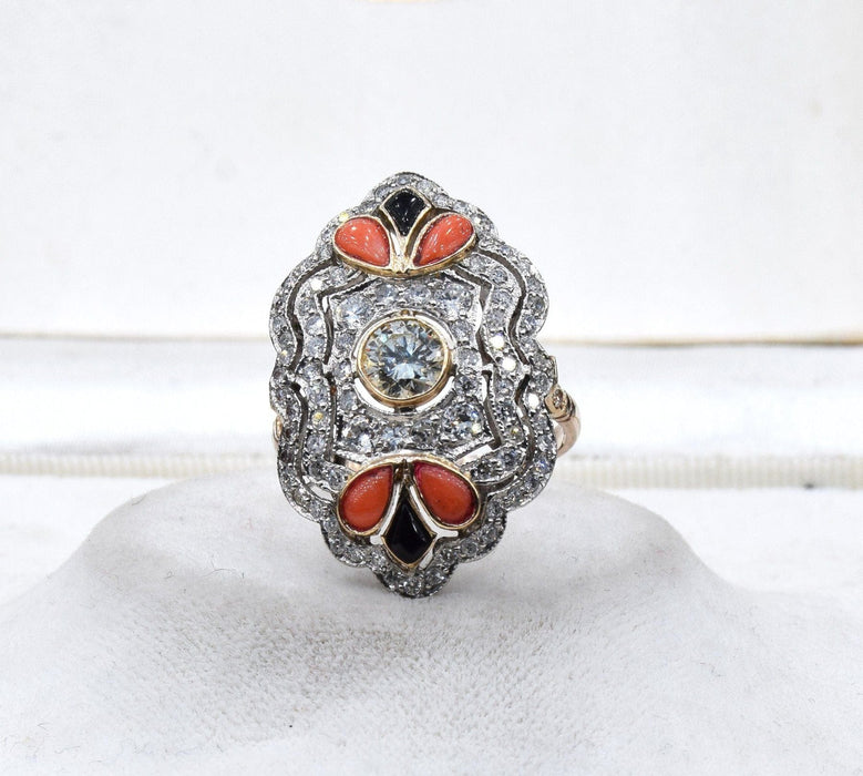 Platinum Ring Diamonds Art Nouveau