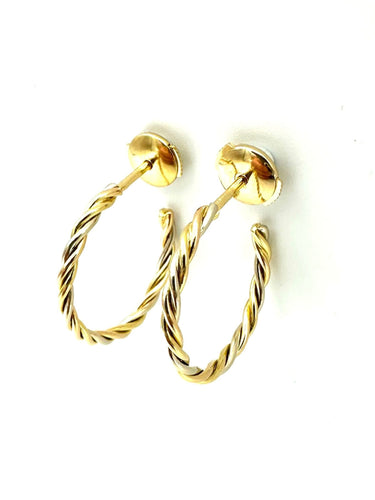 CARTIER. Collection "Trinity", créoles 3 ors torsadées