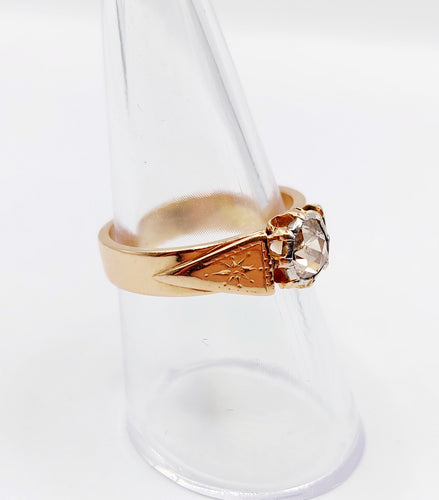 Bague 55 Bague chevalière antique or rose diamant taille rose (circa 1900) 58 Facettes A06285