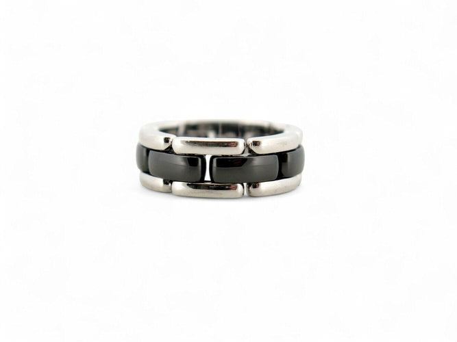 Bague 53 bague CHANEL ultra j2636 t53 en or blanc 18k & ceramique noire black 58 Facettes 270291