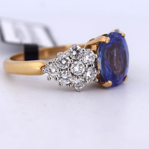 Bague 55 Bague ancienne en or jaune 18 carats avec saphir de 5,00 carats et diamants 58 Facettes AN502